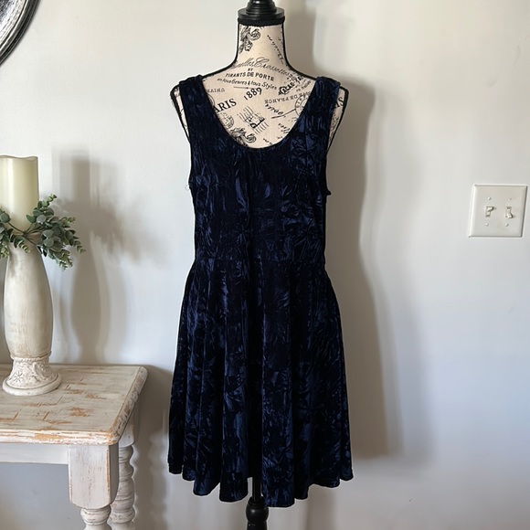 Papillon Blanc Dresses Crushed Velvet Navy Jumper Dress Poshmark